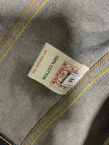 Evisu Maniacs 100% Cotton Dark Blue Denim Jacket  Lot 3720 SZ M PEC image 4