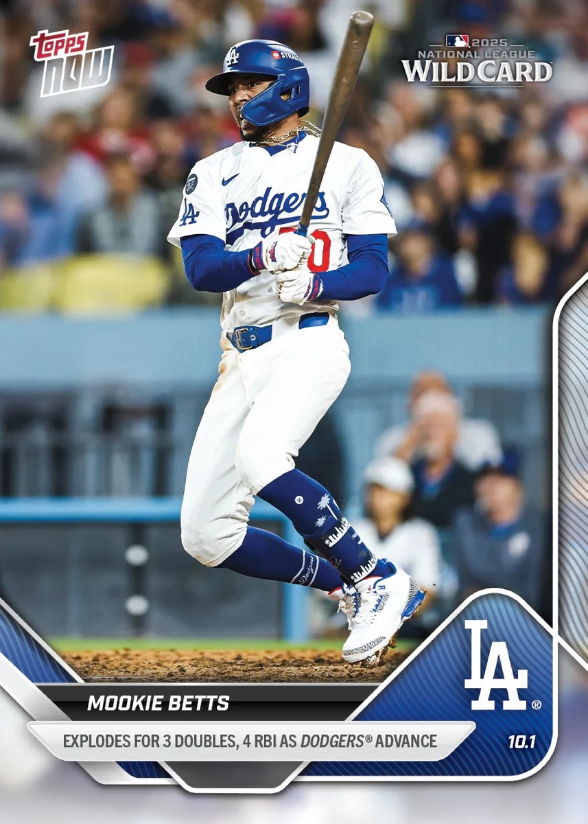 Mookie Betts 3 Double 4 RBI Wild Card - 2025 MLB Topps NOW - Card