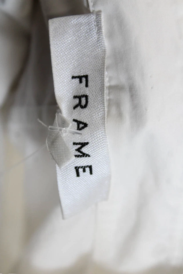 Marco Mujer Recortado Cuello Abotonado Manga Larga Blanco Algodón Orgánico Talla M Foto 4 de 4