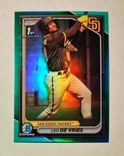 Leo De Vries 2024 1st Bowman Chrome AQUA REFRACTOR 044/125 #BCP-179 Raw RC q6
