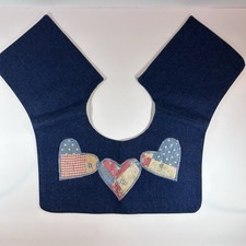 Vintage Removable Collar Denim Quilted Hearts One Of A Kind Handmade Granny