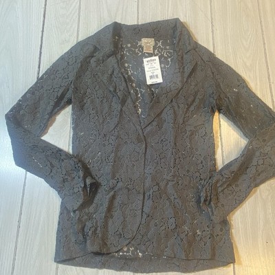 Eyelash Couture Vintage Gray Lace Blazer Size M NWT!!