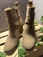 Crown Vintage CV-Courla Cow Suede Beige Ankle Bootie Comfort Zip Women's Size 6