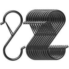 Heavy Duty Metal 3.5 Inch S Hooks 12 Pack with Safety Lock for Hanging Kitchen