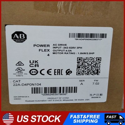 22A-D4P0N104 2022 SER A New AB PowerFlex 4 1.5 kW 2 HP AC Drive