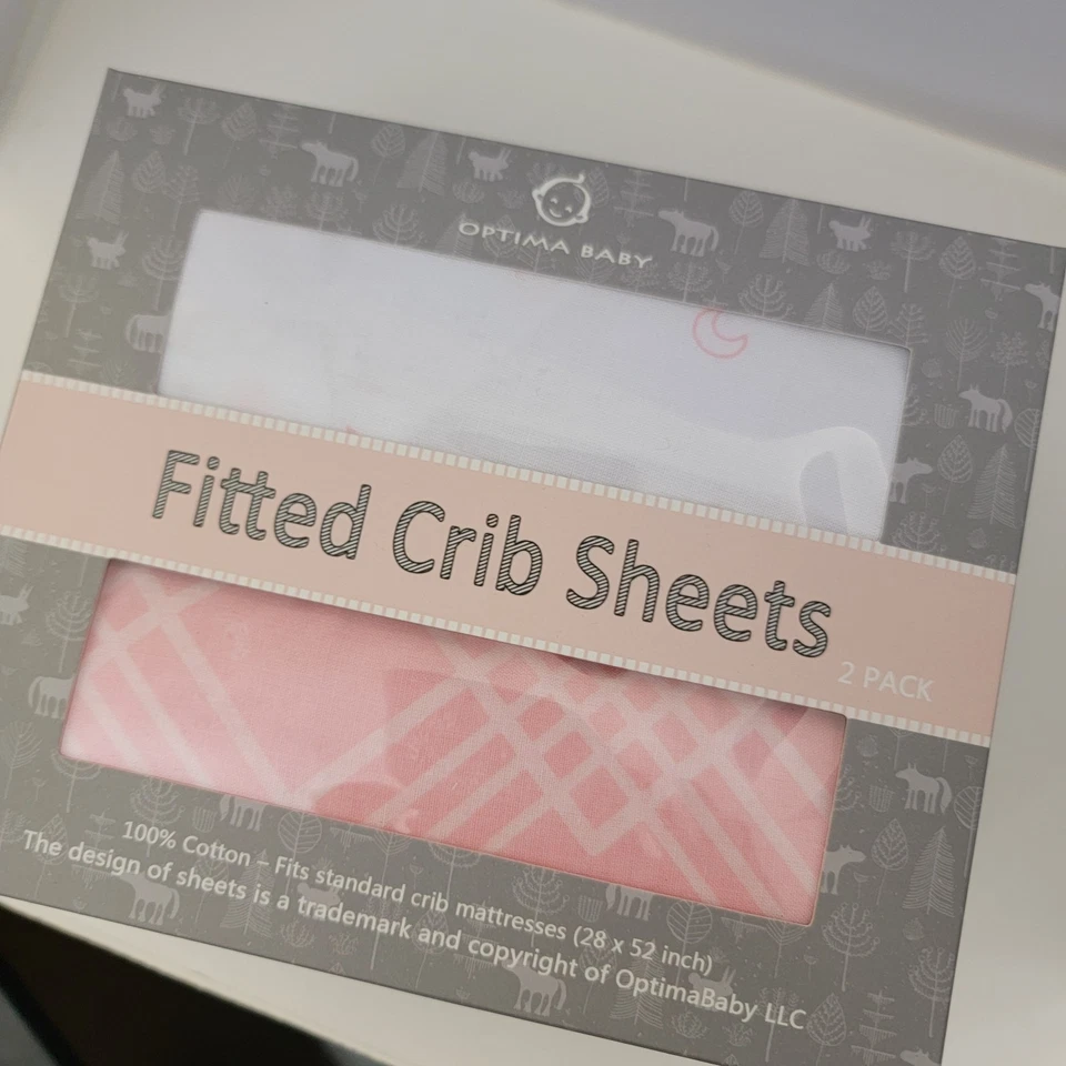 Paquete de 2 sábanas ajustables para cuna Optima Baby 28 x 52 x 8 pulgadas Foto 2 de 3