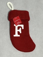 Wondershop Letter F Monogram Mini Christmas Stocking Red Knit 8  NEW Monogram