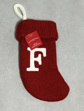 Wondershop Letter F Monogram Mini Christmas Stocking Red Knit 8” NEW Monogram