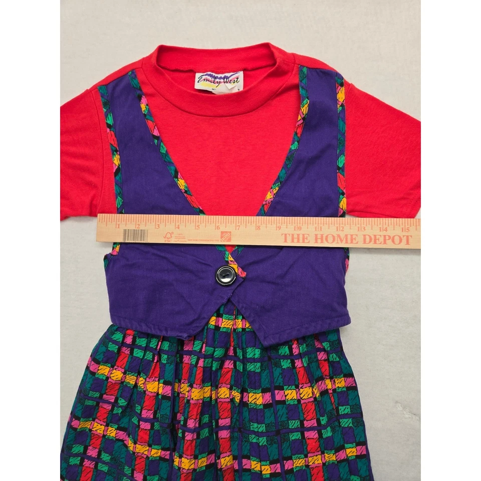 Vestido xadrez roxo vintage Emily West para meninas tamanho 10 infantil - Imagem 4 de 4