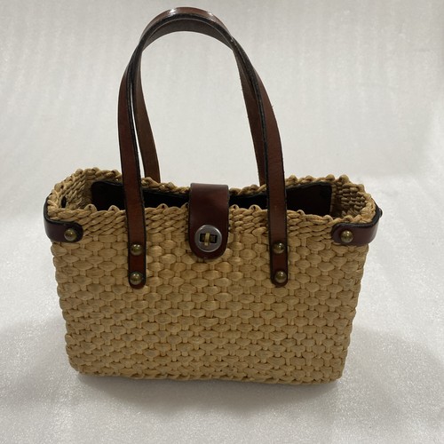 Vintage John Romain Woven Straw And Leather Basket Purse Unique Rare 60’s EUC
