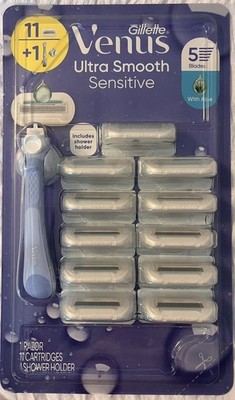 Gillette Venus Razor Women Ultra Smooth Sensitive 11 Cartridges 5 Blade + Handle