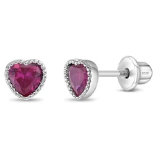 Sweetheart Kids / Children / Girls Earrings Screw Back - Sterling Silver