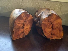Burl Wood Bookends Book Ends Vintage Big Heavy High Quality Stunning Beauty 