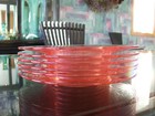 CAMBRIDGE? HEISEY? TIFFIN? PINK CRYSTAL PLATES (6 TOTAL) — photo 2