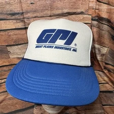 VTG GPI Great Plains Industries Trucker Hat Cap Snapback Blue White Fuel Pump