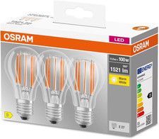 Osram LED BASE Classic A100, Klare Filament Led-Lampen Aus Glas Für E27 Sockel, 