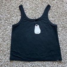 Prana Cozy Up Scoop Tank Women's S Black Standard Fit Soft Hemp TENCEL Blend