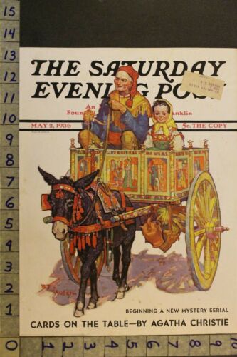 1936 SOULEN GYPSY WAGON INDIA ROMAN EUROPE NOMAD DONKEY VINTAGE ART COVER VK25 - Picture 1 of 1