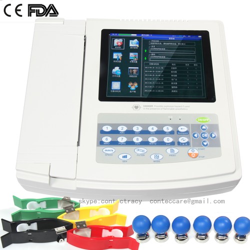 CONTEC ECG1200G Digital 12 channel lead EKG Electrocardiograph,printer paper
