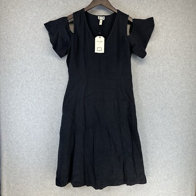 Mo:vint By Anthropologie Fit & Flare Dress Women M Black Solid Short Sleeve  NWT | eBay