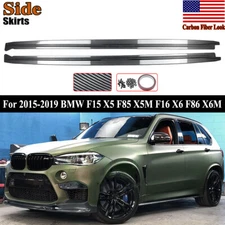 Carbon Look Side Skirts Rocker Panel Extention For BMW F15 X5 F85 X5M 2015-2019