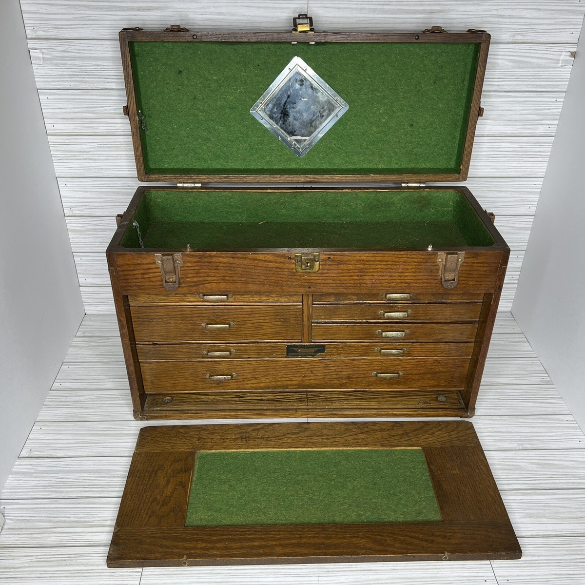 Vintage Union 7-Drawer Wood Machinist Tool Box Chest Antique
