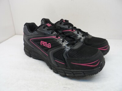 FILA Women's Memory Reckoning 8 Steel Toe Work Sneakers Black/Pink Size 11M