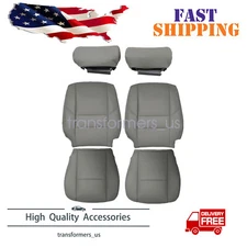 For 2000-2004 Toyota Tundra Front Bottom & Top Seat Cover Gray & Headrest Cover