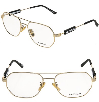 BALENCIAGA TAG 0117 Gold Black Unisex Eyeglass 57mm GG0117O Optical Frame 003