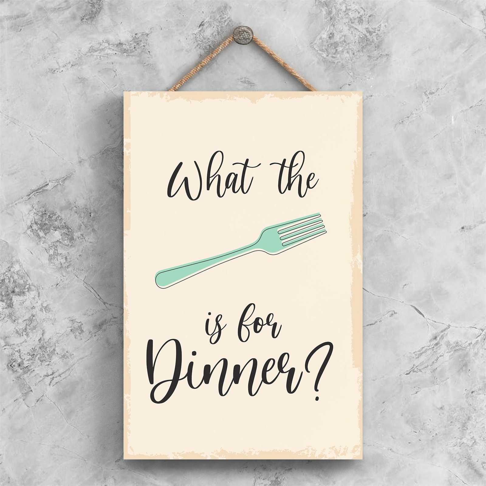 WHAT THE FORK IS FOR DINNER MINIMALISTIC ILLUSTRATION KITCHEN ARTWORK  PLAQUE