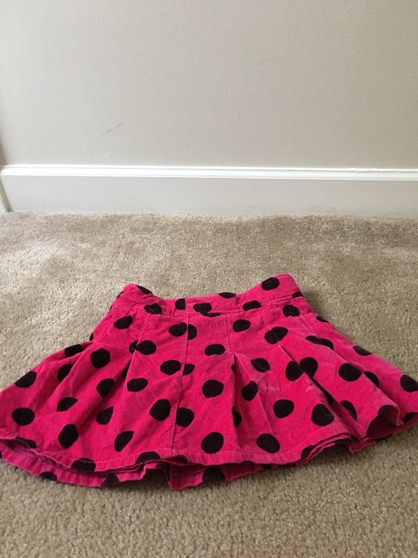 Gap Girls Black Polka Dot Pleated Corduroy Skirt Size 8 Pink Black