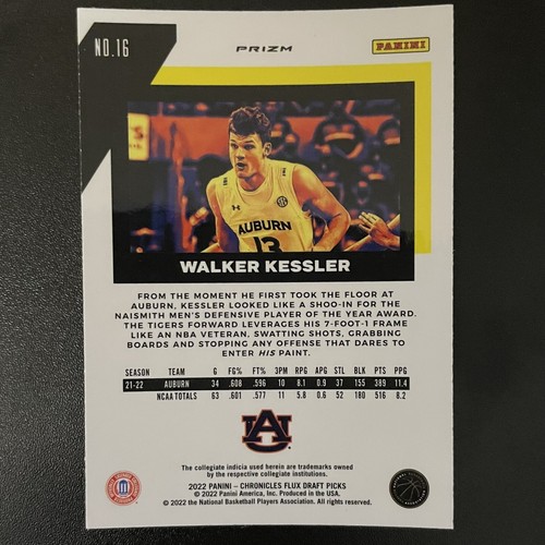 Walker Kessler Rookie 2022-23 Chronicles Flux SILVER Prizm #16 RC Jazz MINT - Picture 2 of 2