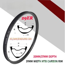 29er XC AM ENDURO DH Tubeless Clincher Carbon Rim 39mm Width MTB Descent Wheels