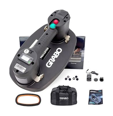 Grabo Pro Electric Vacuum Suction Cup Lifter 375# Max Load Tile Heavy Lifting...