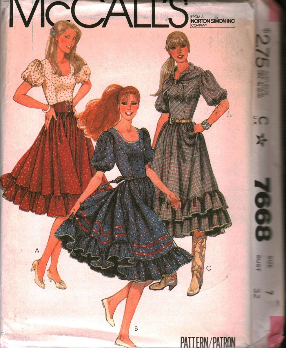 7668 Vintage McCalls SEWING Pattern Misses 1980s Square Dance