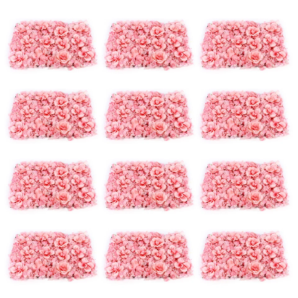 Artificial Rose Hydrangea Flower Wall Panels Wedding Backdrop 60 x40cm 12PCS - Image 2 of 4