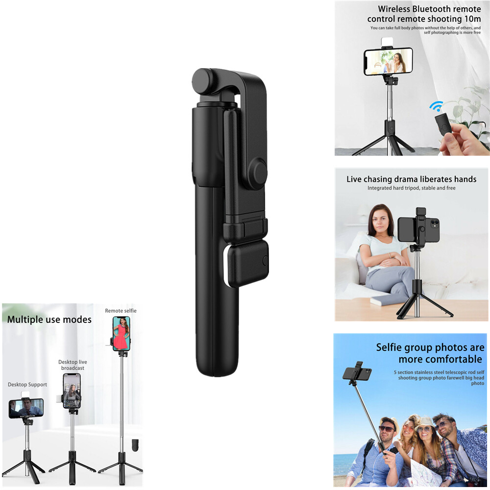 Smartphone Selfie Stick Wireless Bluetooth Rotating 360° Remote LED Highlight D-image