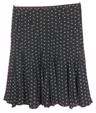 SK19491-JONES NEW YORK Women 100 Silk Paneled A-Line Flare Skirt Black White 14P