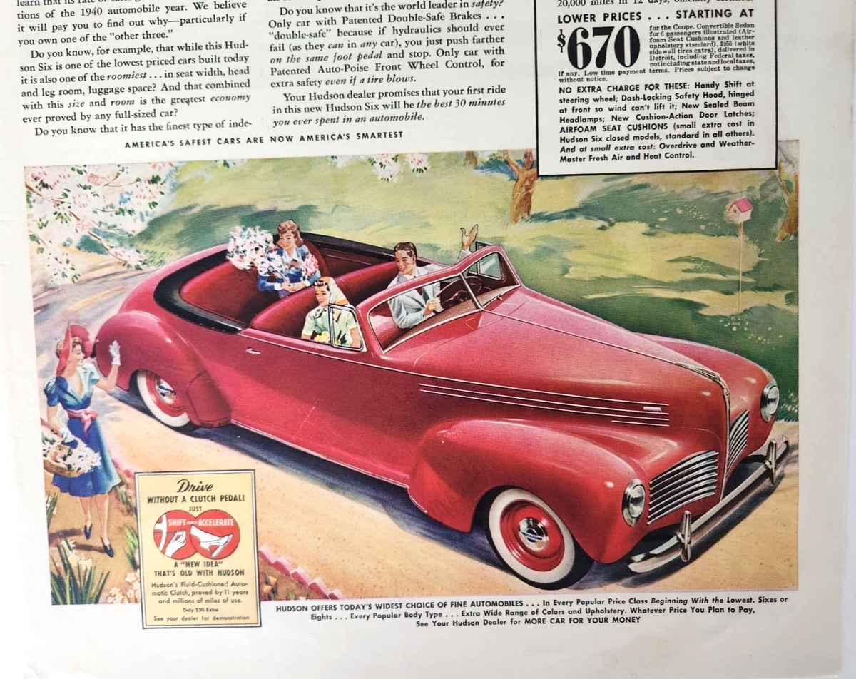 洋楽 IMAGEN ...Y AHORA QUE? Hudson Six Coupe Convertible Sedan Car Vintage 1940 Ad Magazine
