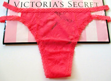 VICTORIA'S SECRET PINK Strappy Lace Thong Panty L Poppy NWOT Red VS FREE SHIP 4 