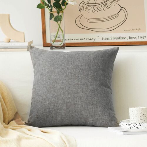 Linen Large Throw Pillow Cover Euro Sham Cushion Cover for Bench Bed Sofa, 26...