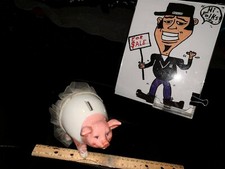 PIG  IN DRESS  Piggy Bank  Ceramic CUTE ESTATE COLLECTOR BLOWOUT SALE CUTE LOOK'