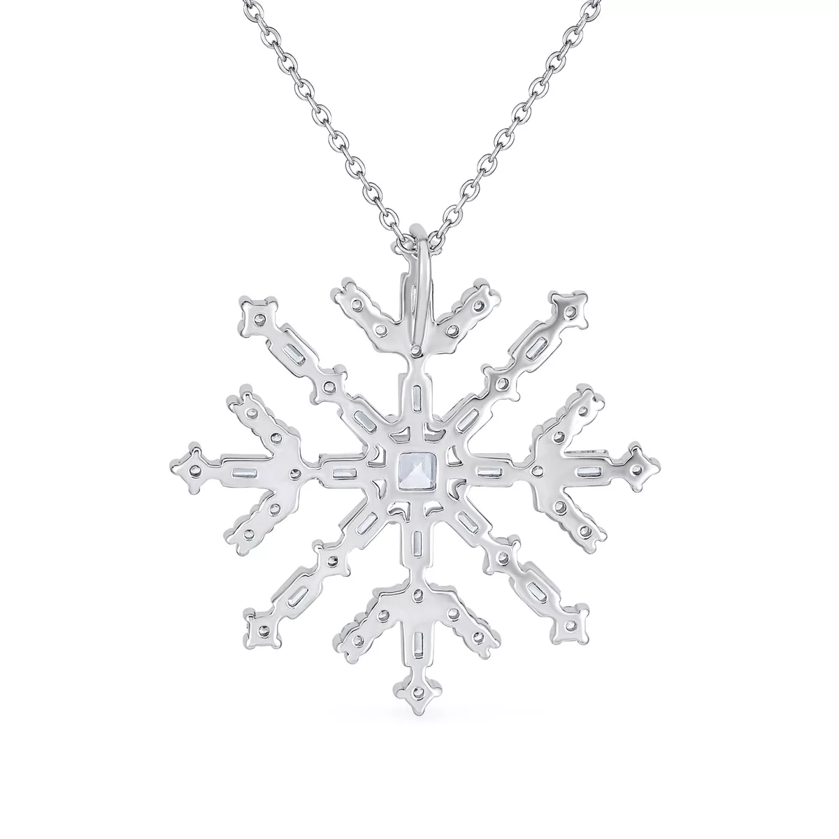 Snowflake Necklace - 925 Sterling Silver - Pendant Winter Snow Weather  Christmas | eBay