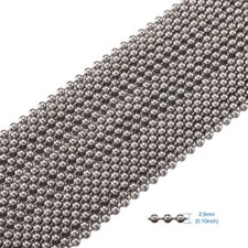 10m 304 Stainless Steel Ball Beaded Chains Decorative Chains Steel Color 2.5mm