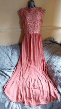 Miusol Pink Lined Full length lace topped dress Size L ( 12-14) Excellent Condit