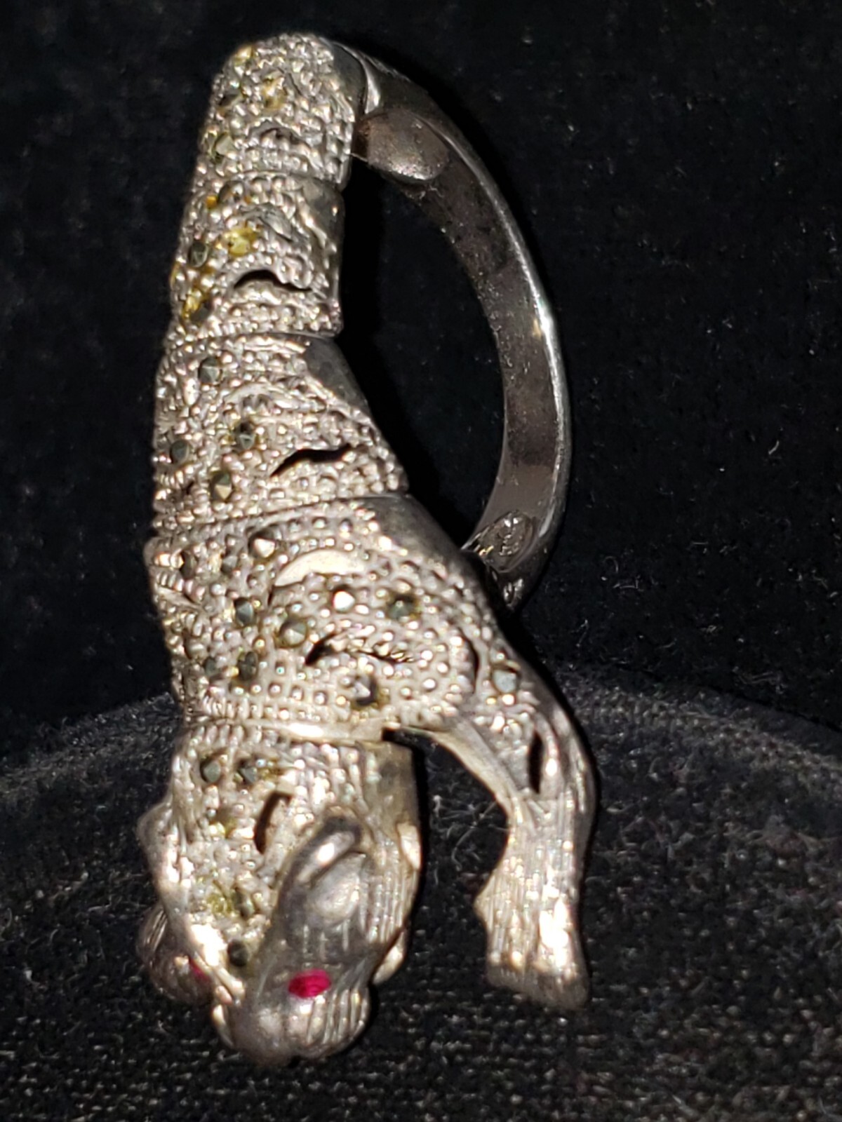 Vt Sterling Silver Marcasite Ruby Articulated Jag… - image 7