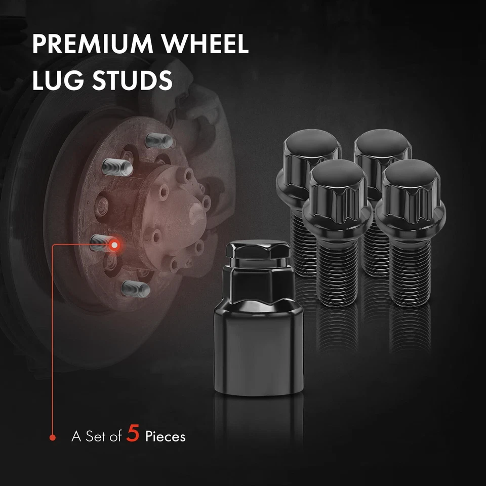 5x M14-1.5 17 mm hexagonal negro 28 mm perno de bloqueo de rueda para Mercedes-Benz A250 B200 Foto 3 de 4