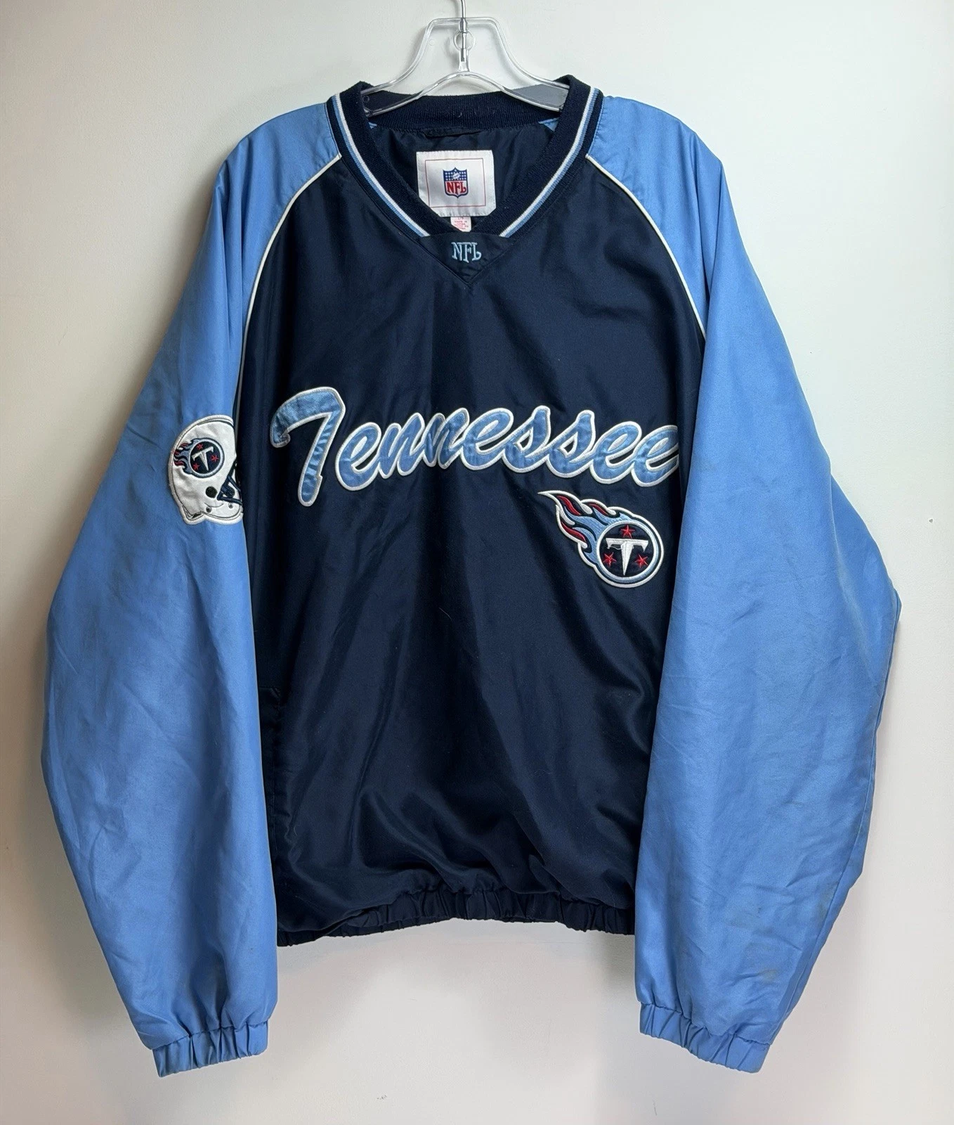 Tennessee Titans Windbreaker Pullover Jacket Stitched NFL Logo Side Zip - Mens L