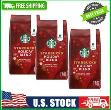 3 Bag Starbucks Holiday Blend, Medium Roast Whole Bean Coffee, Holiday,17 oz Bag 13.20 per pound