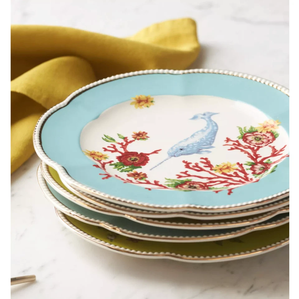 Anthropologie Lou Rota Plato Narval Madre Naturaleza Postre Ensalada 9.5" Totalmente Nuevo Foto 2 de 4